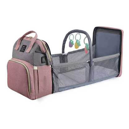Changing backpack with baby playground