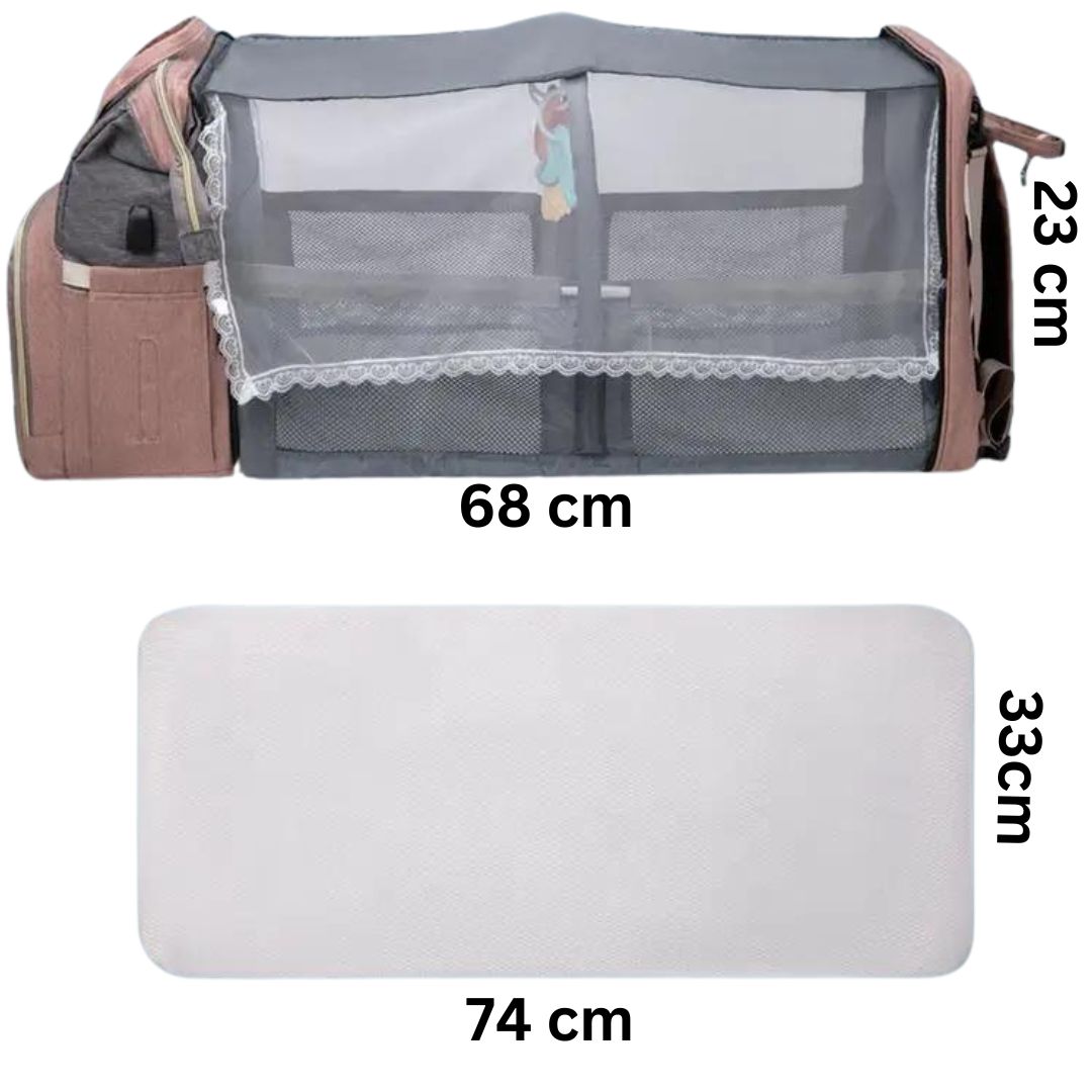 Changing backpack with baby playground