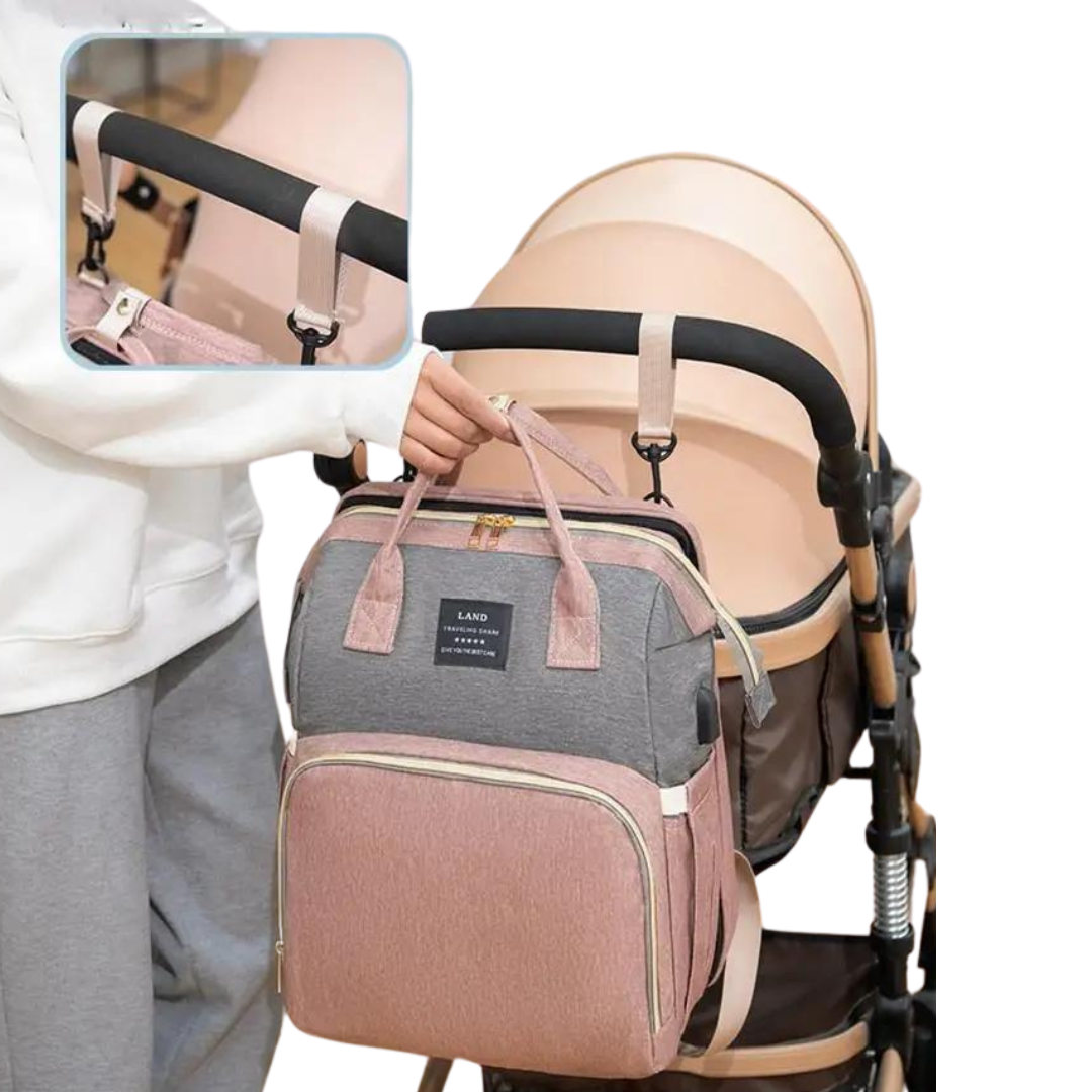 Changing backpack with baby playground