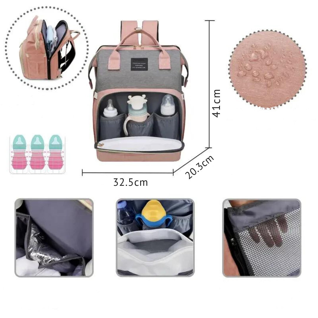Changing backpack with baby playground