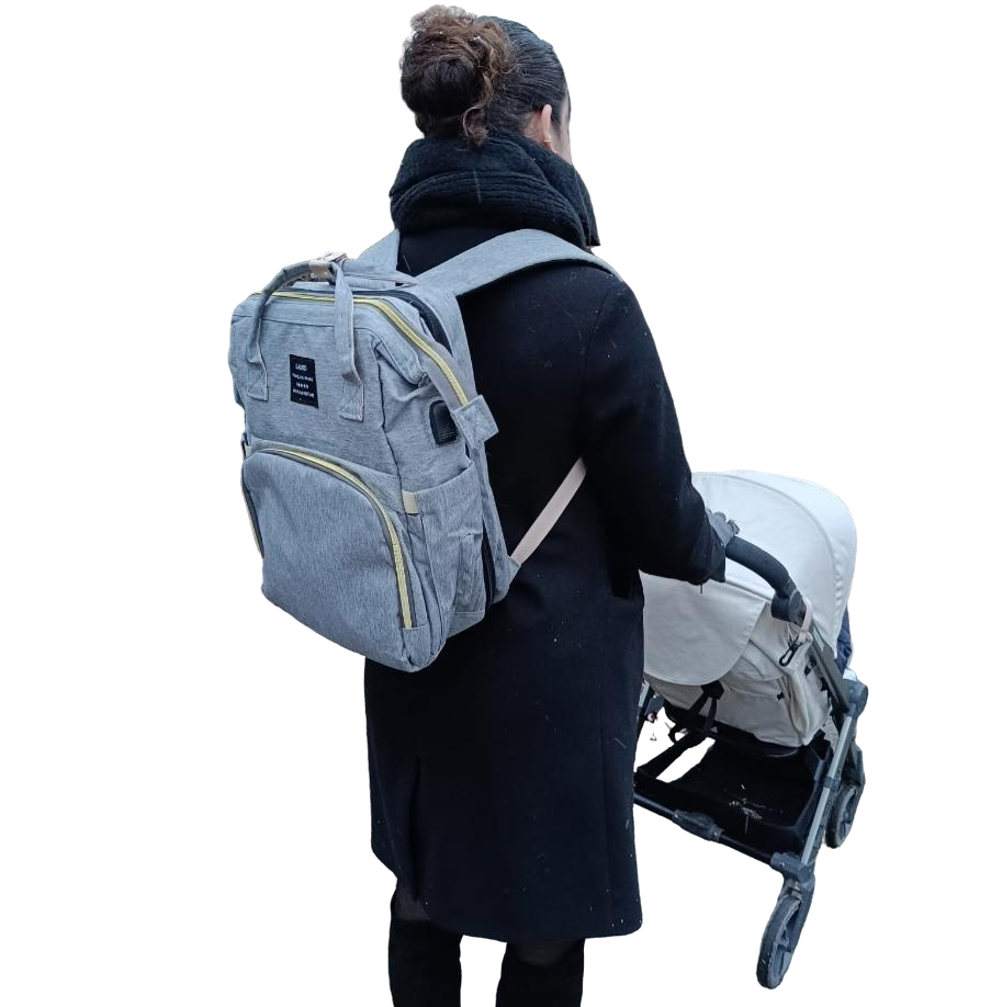 Changing backpack with baby playground