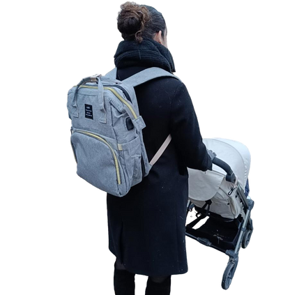 Changing backpack with baby playground